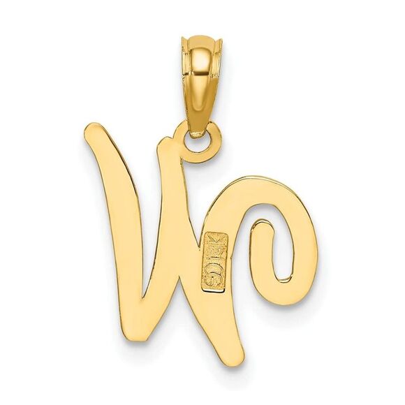 10K Yellow Gold Polished W Script Initial Charm - Picture 9 of 9
